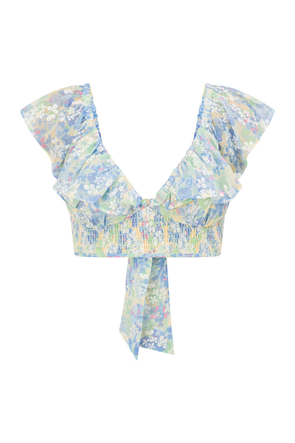Exquisite Peppi Printed Chiffon Top with Embroidered Details