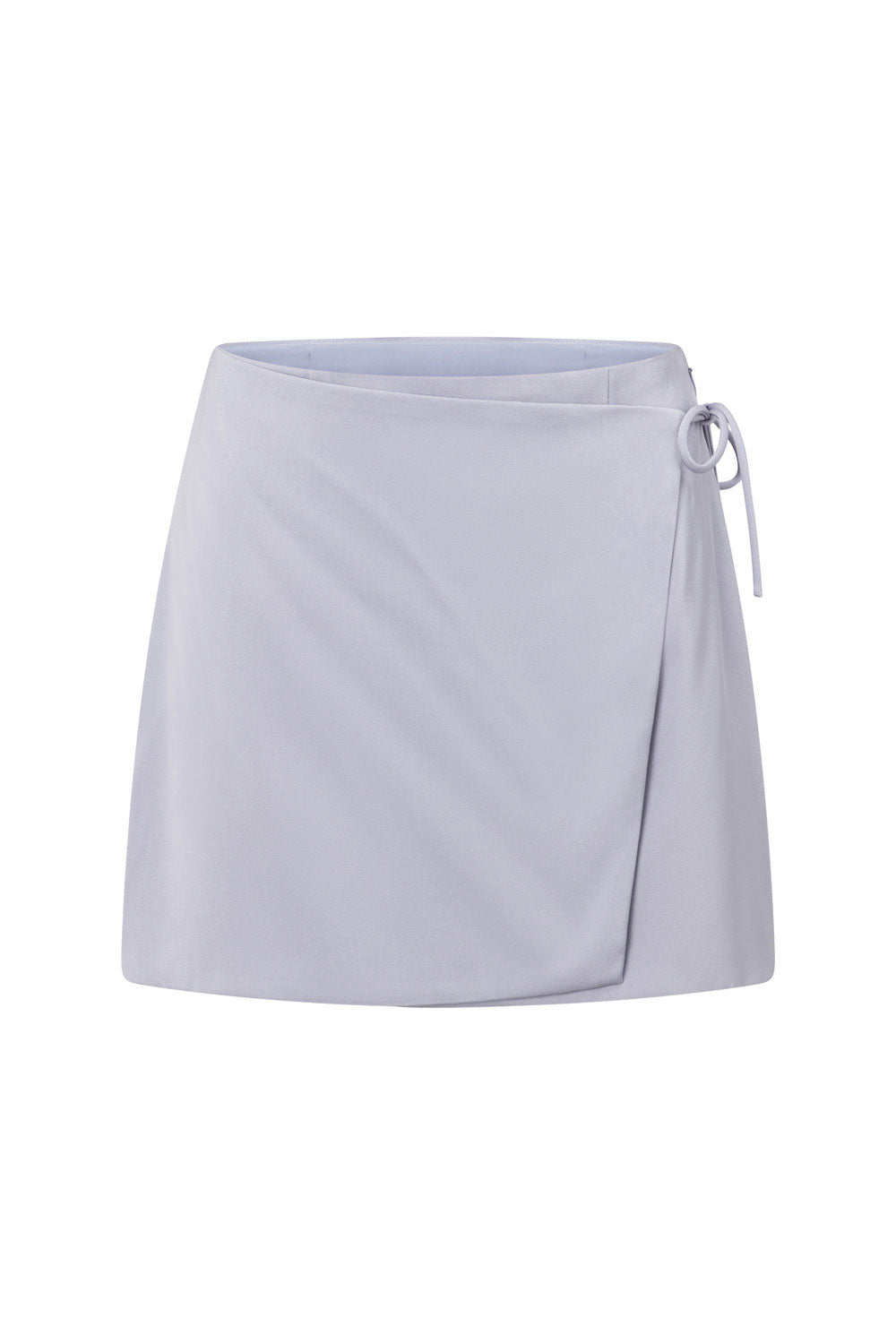 Sabo Exclusive Lilac Matte Silky High-Waisted Wrap Mini Skirt - Kleo