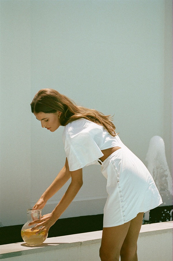 Unique White Calista Sample Dress for Special Occasions