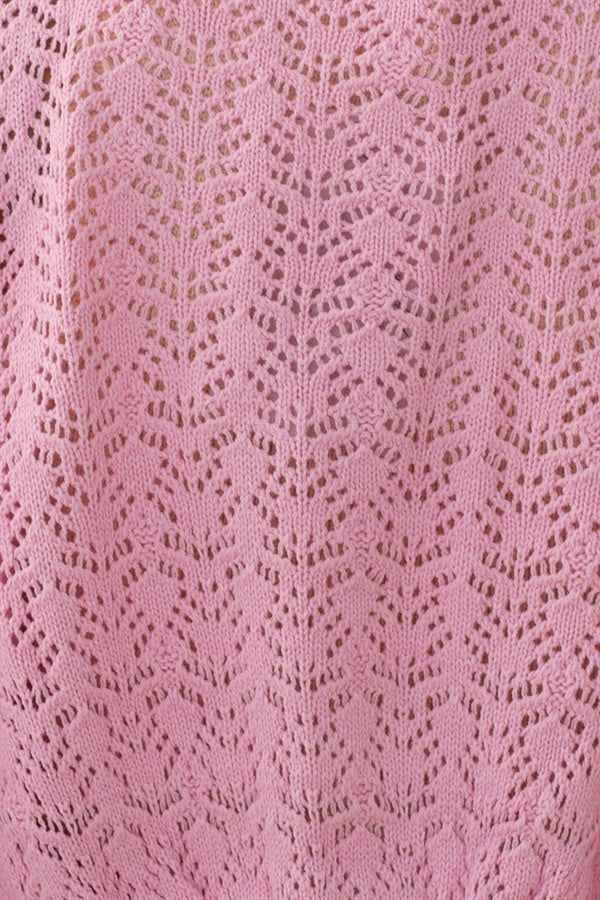 Sabo Exclusively Designed Pink Cotton Blend Jacquard Staria Knitted Cardigan