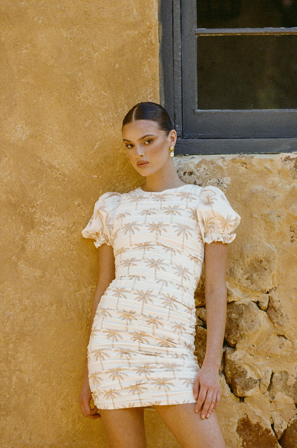 Exclusive Orian Cotton Dress with Palm Print