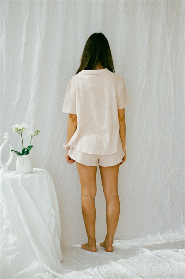 Sabo Exclusive Siesta Pajama Top in Musk - Dusty Blush Soft Pointelle Jersey
