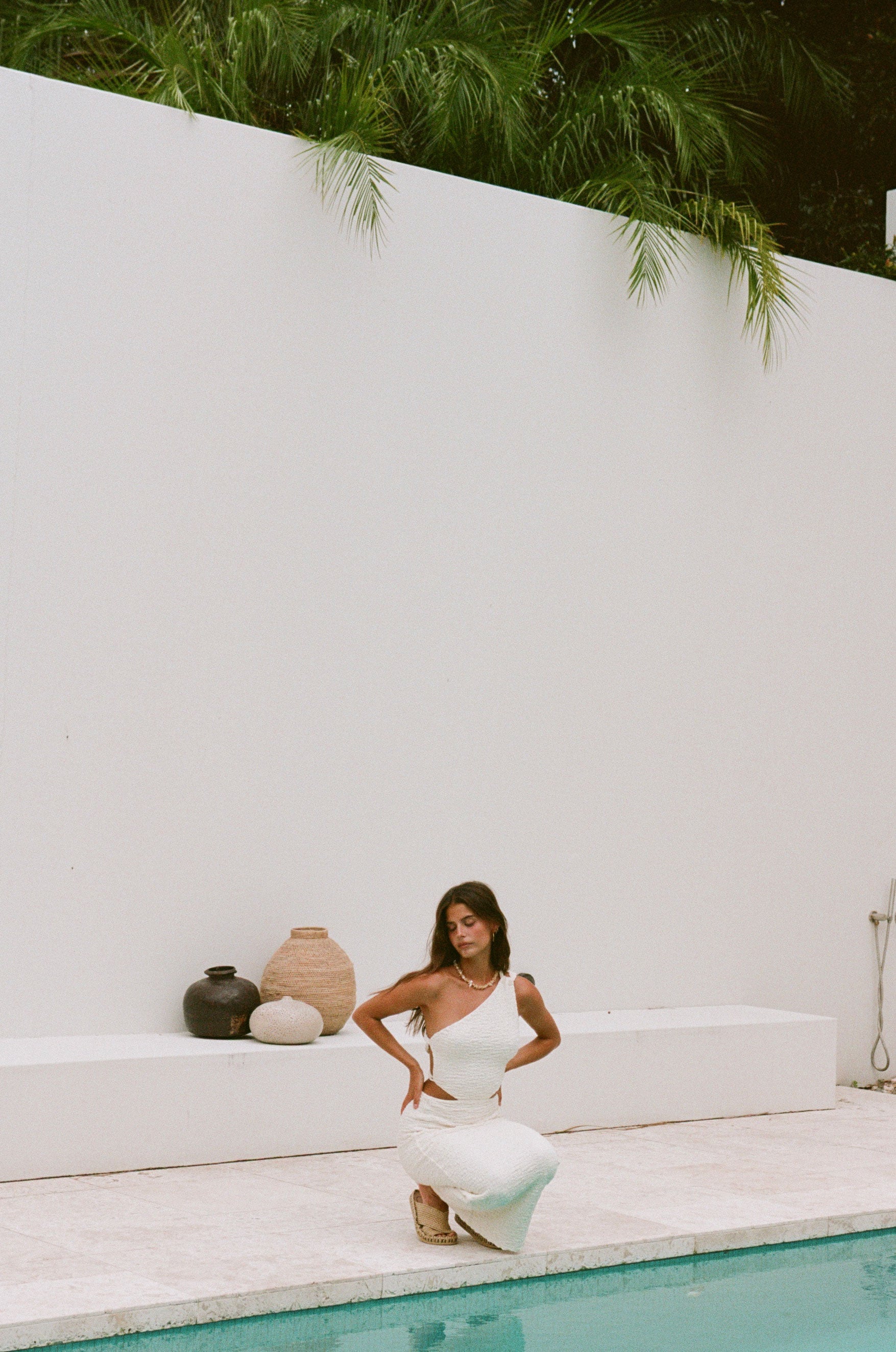 Exclusively Designed Felix Off - white Textured Bubble Fabric Midi Dress