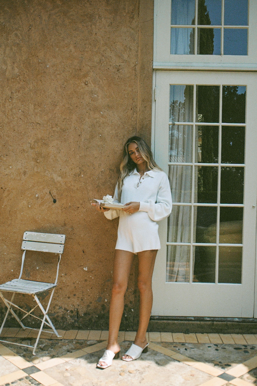 Adorable Off - White Jayla Knitted Ribbed Playsuit