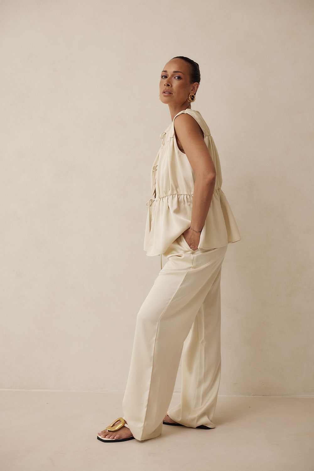 Soft Beige Women's Maternity and Postpartum Juliette Pants