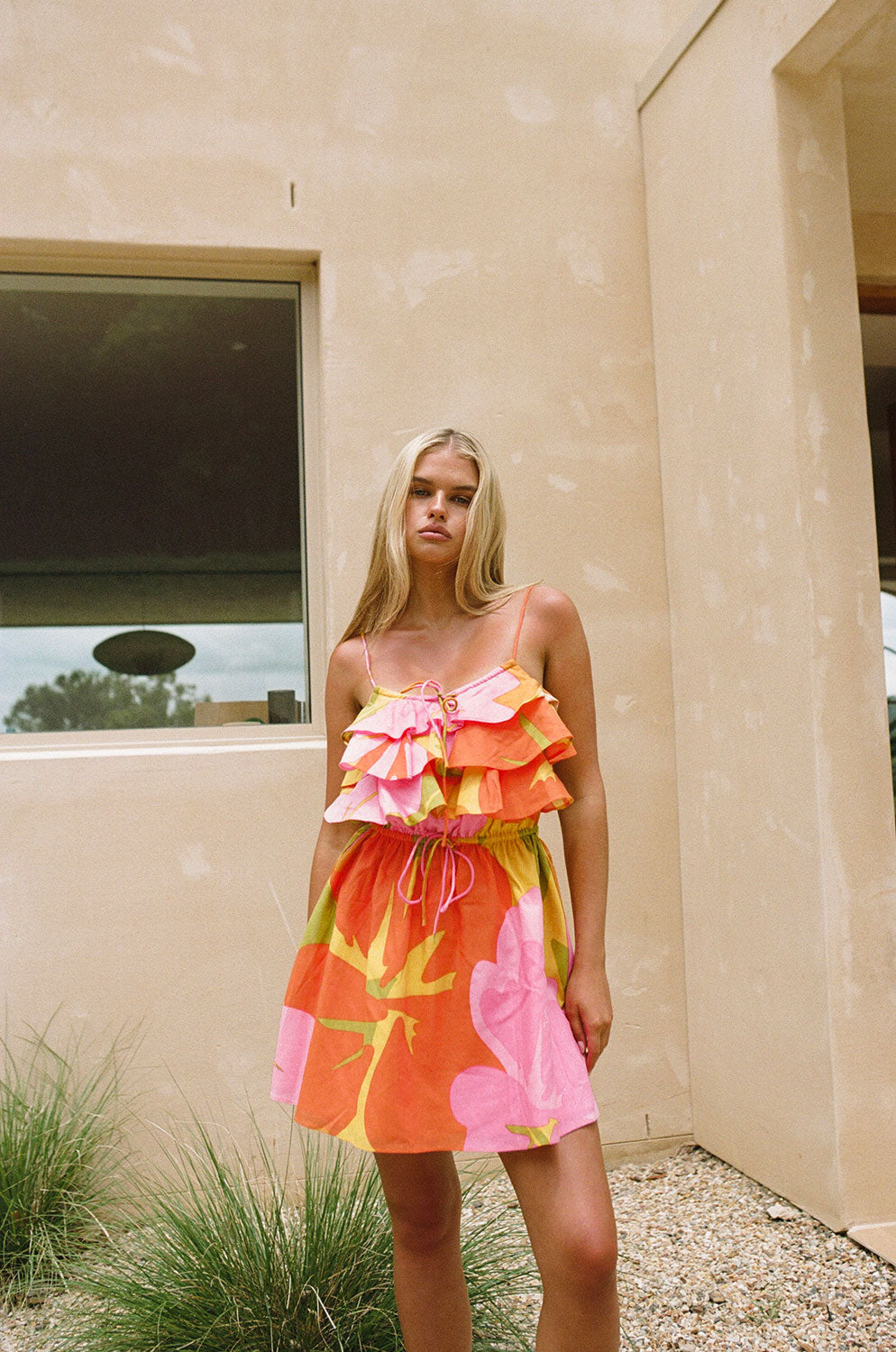 Exclusive Women's Vitali Frill Dress with Stunning Hibiscus Print