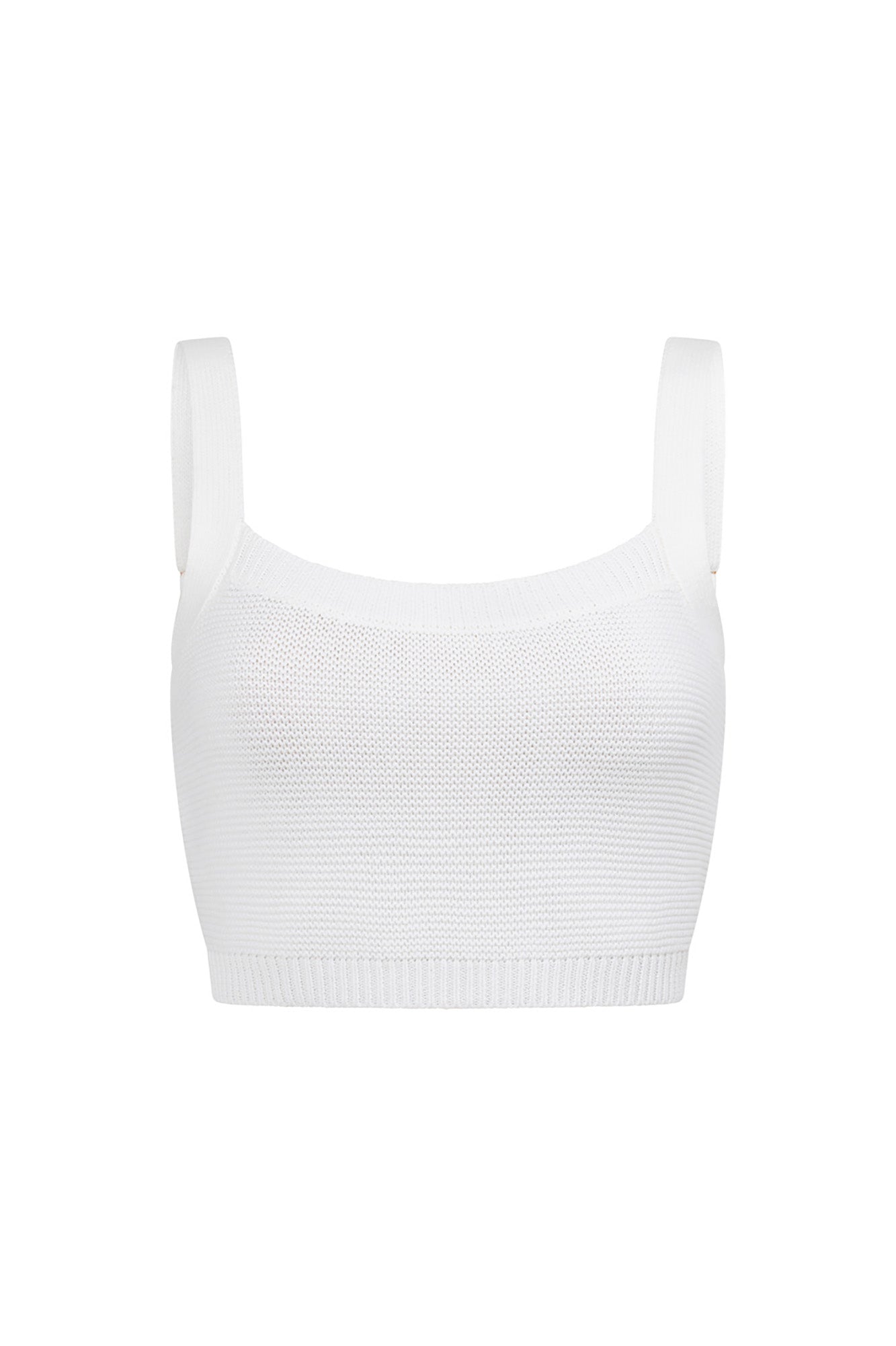 Exclusively Designed Nooa Cotton Blend Knit Off - White Cropped Women's Top