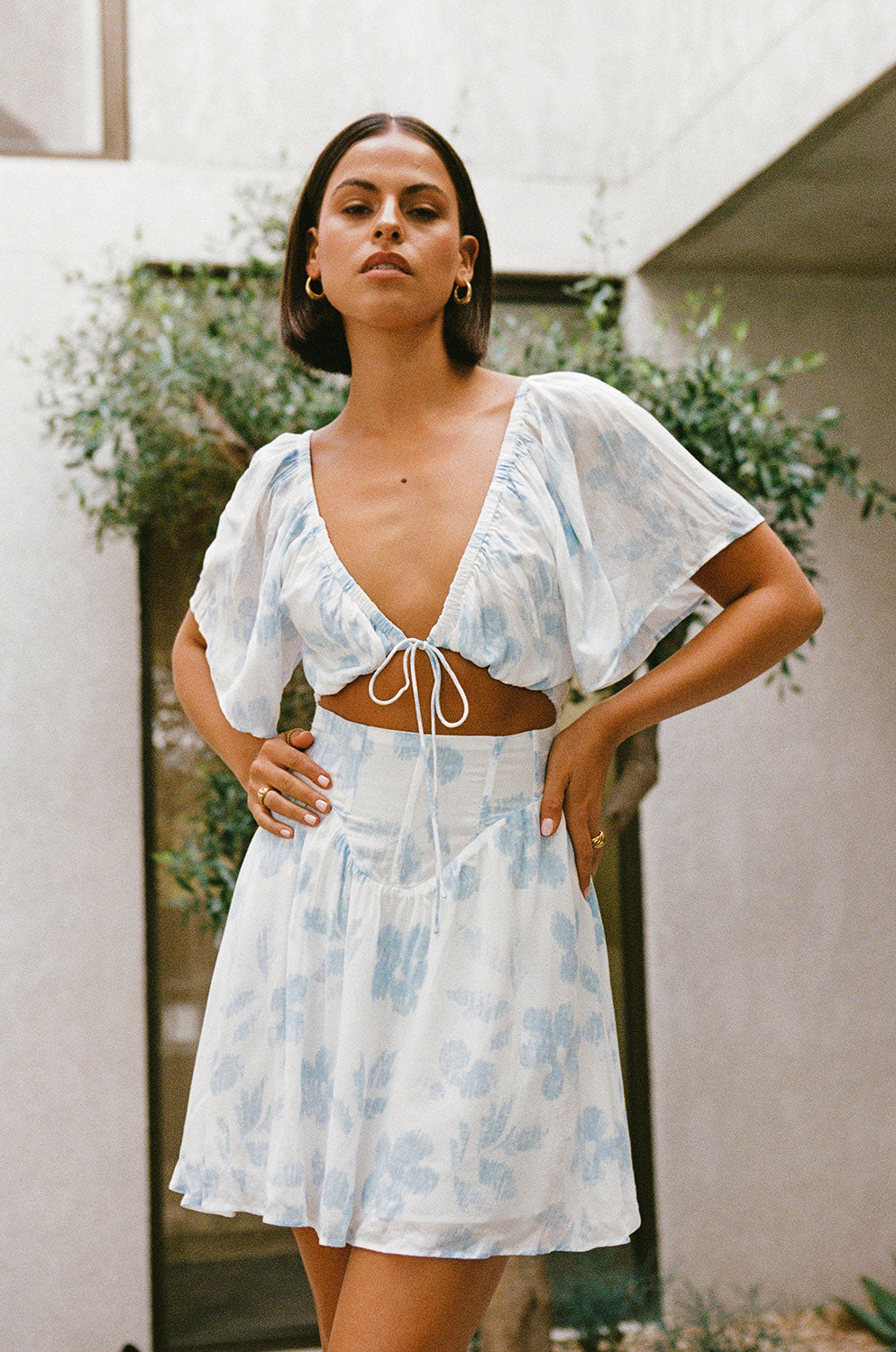 Unique Honey Floral Niko Cutout Sample Dress