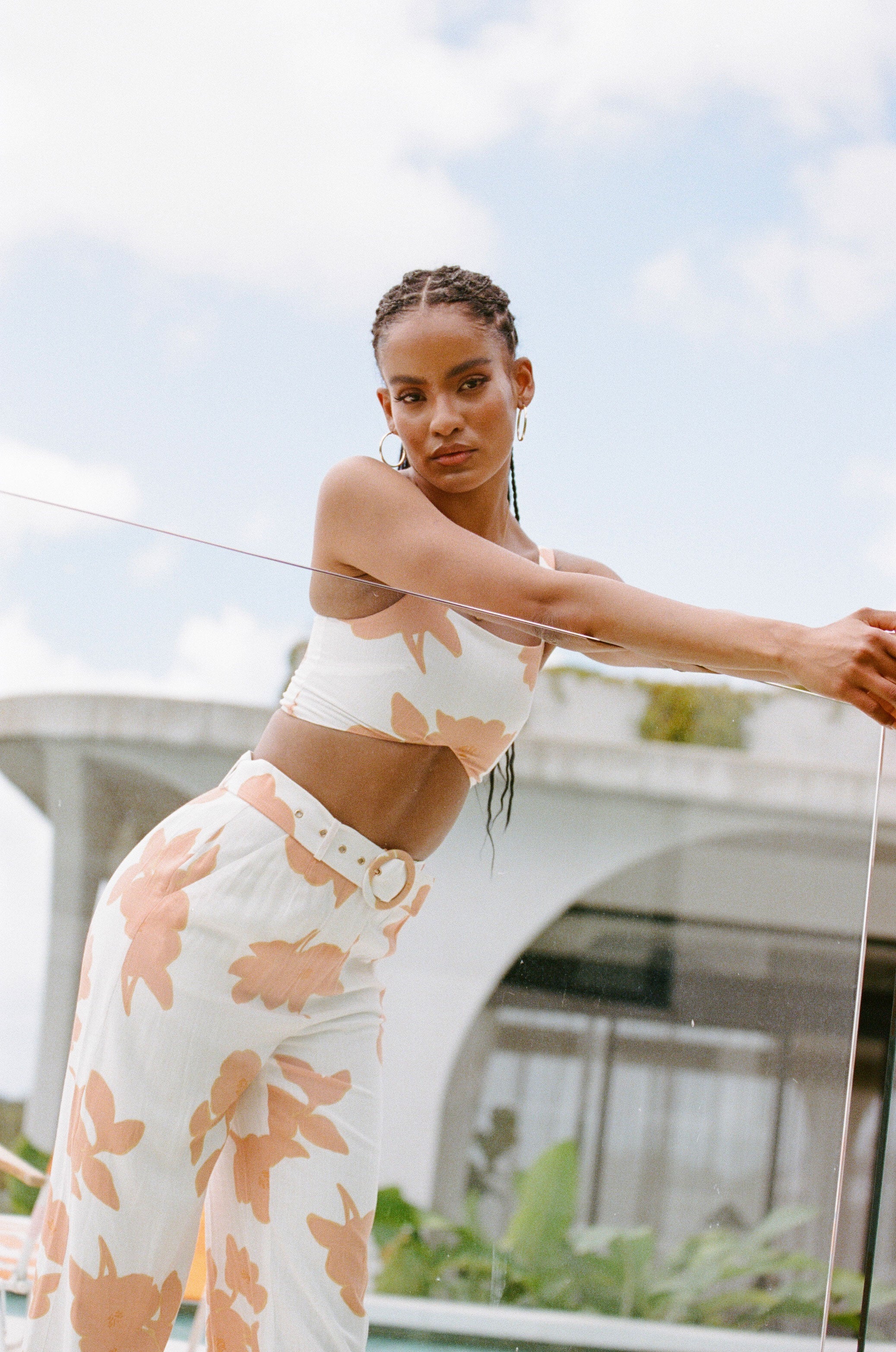 Retro-Inspired Women's Hakura Viscose Pants with Exclusive Floret Print