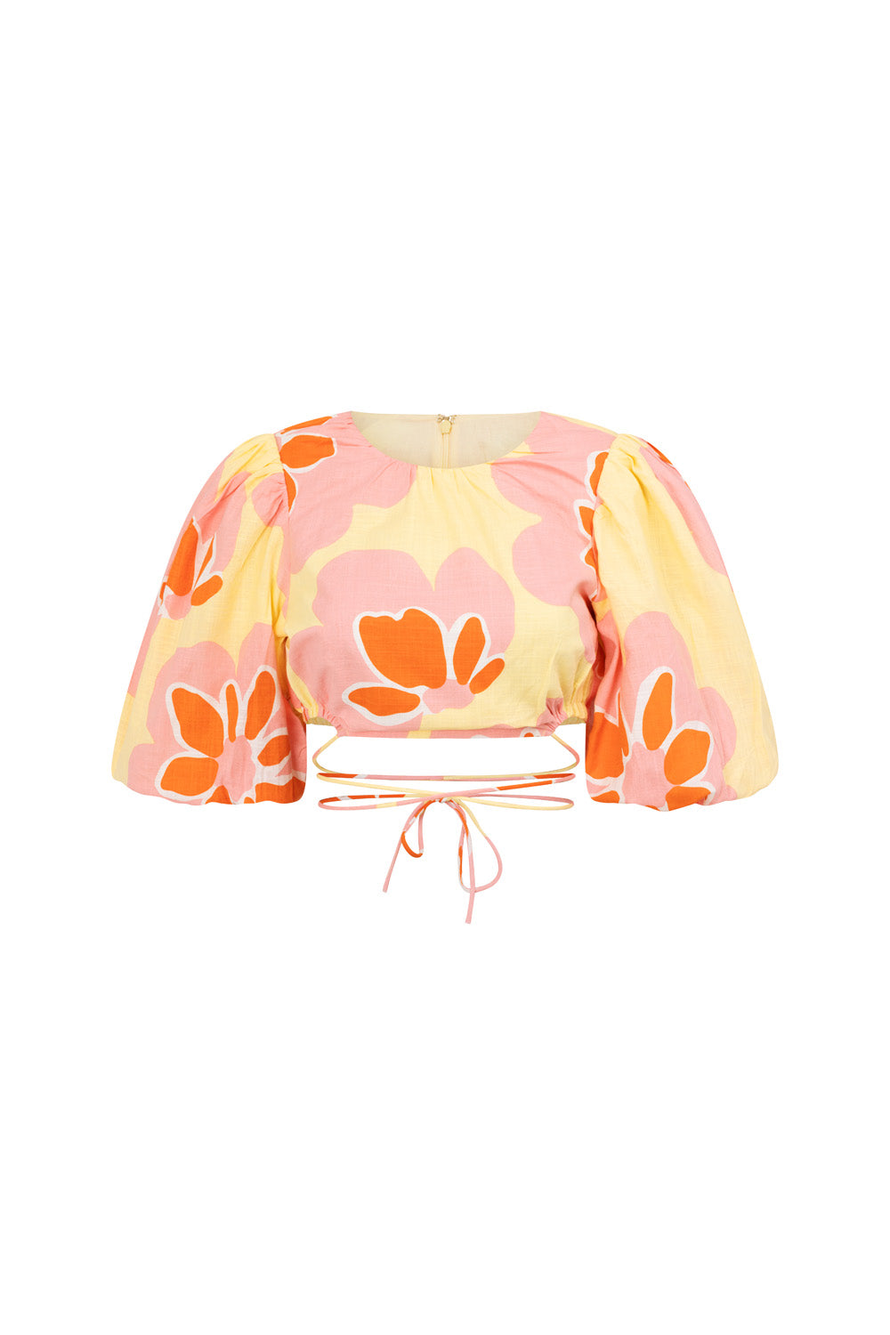 Exclusive Hana Yellow Printed Natural Cotton Cropped Jaide Top for Special Events