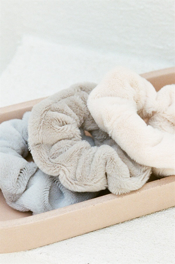 Fluffy Elastic Beige Soft Scrunchie for Stylish Updos