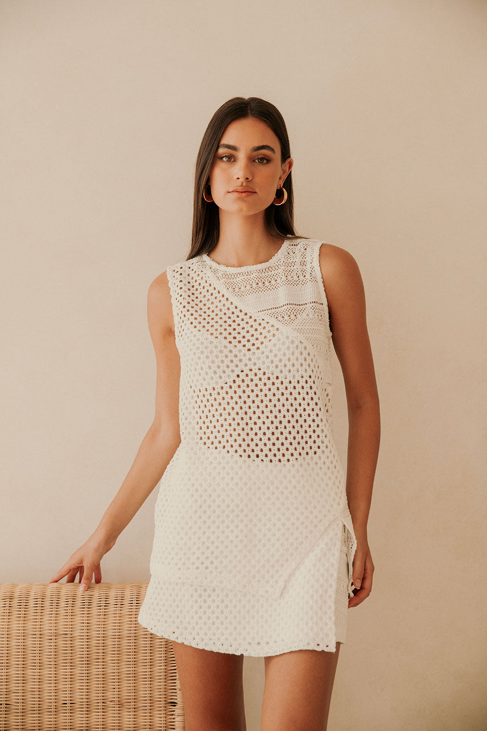 White Cotton Blend Knit Lima Women's Top
