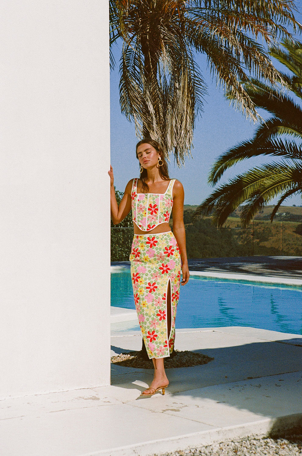 Exquisite Pina Floral Print High - Waisted Malina Skirt