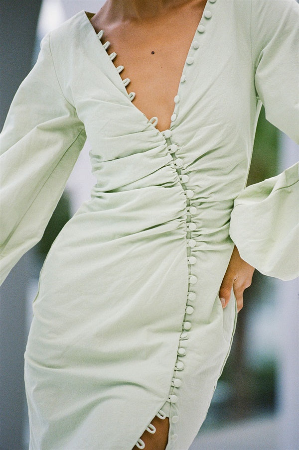 Elegant Mint Green Minna Button Dress from Hills Collection