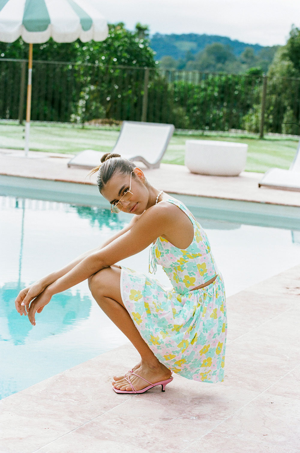 Spring Floral Viscose Linen Blend Women's Mase Dress