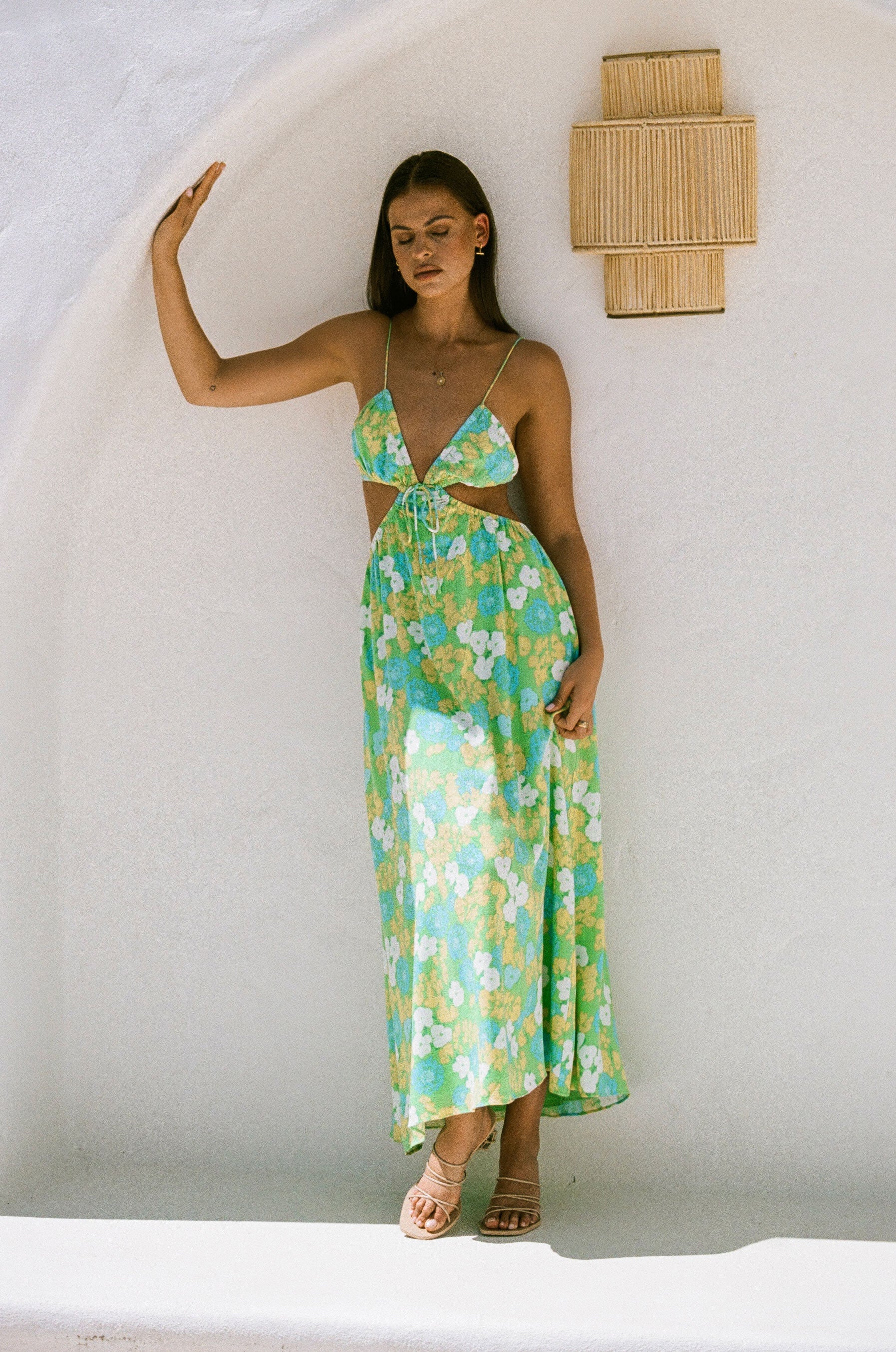 Women's Summer Tropical Print Backless Maxi Dress - Toulouse Bryony