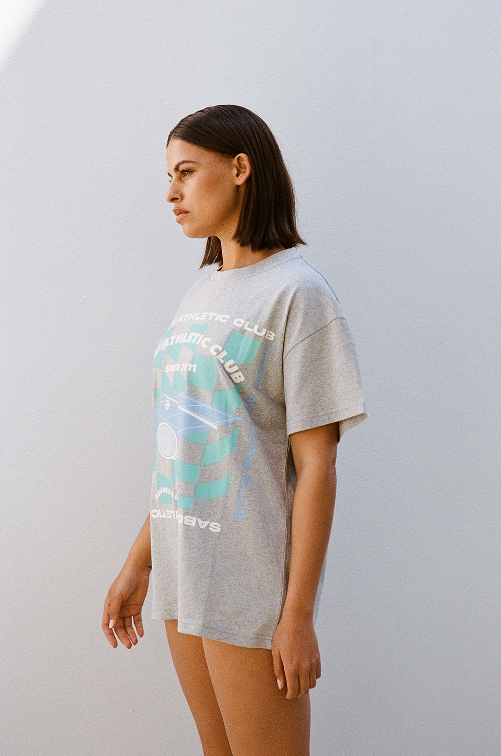 Grey Marl Cotton Blend Athletic Reservation Top for a Relaxed Look