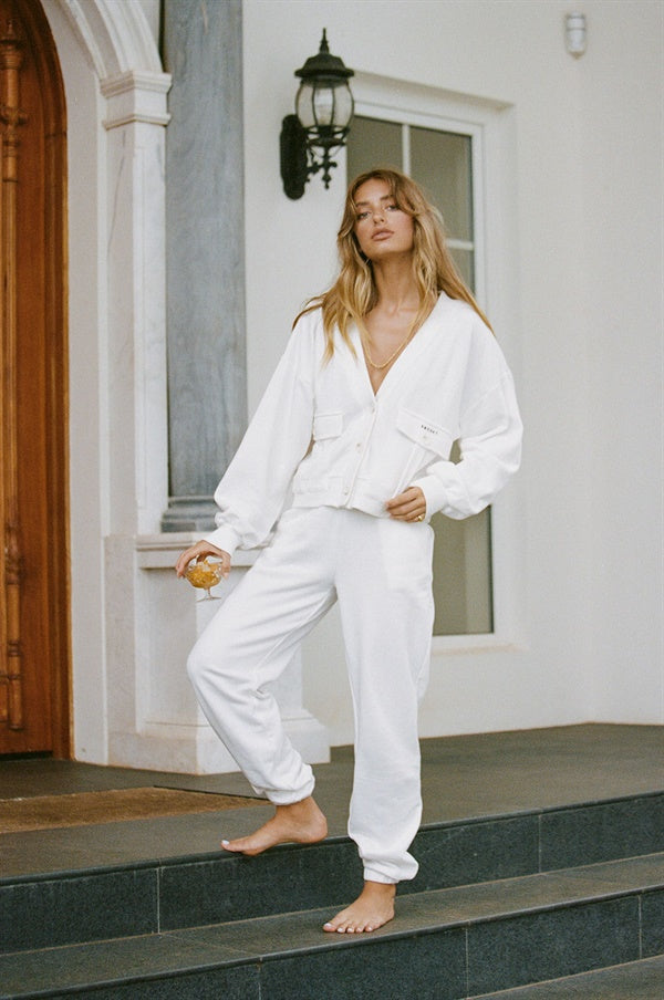Comfy Off - white Natural Cotton Blend High - waisted Amada Pants