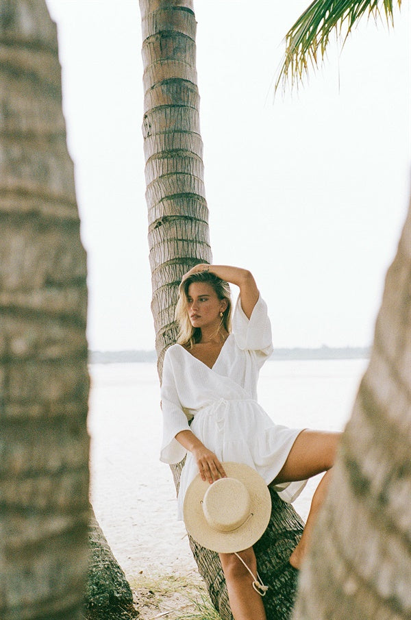 Exclusively Designed Sabo Off-White Soft Waffle Nolia Vacation Dress