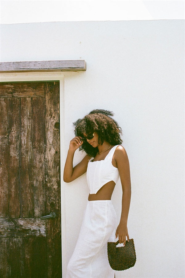 Exquisite Off - white Natural Cotton Linen Blend Ritz Women's Top