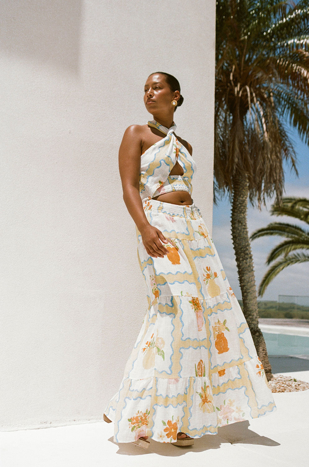 Unique Sample of Terese Flower Pots Print Dress - Women's Fashion