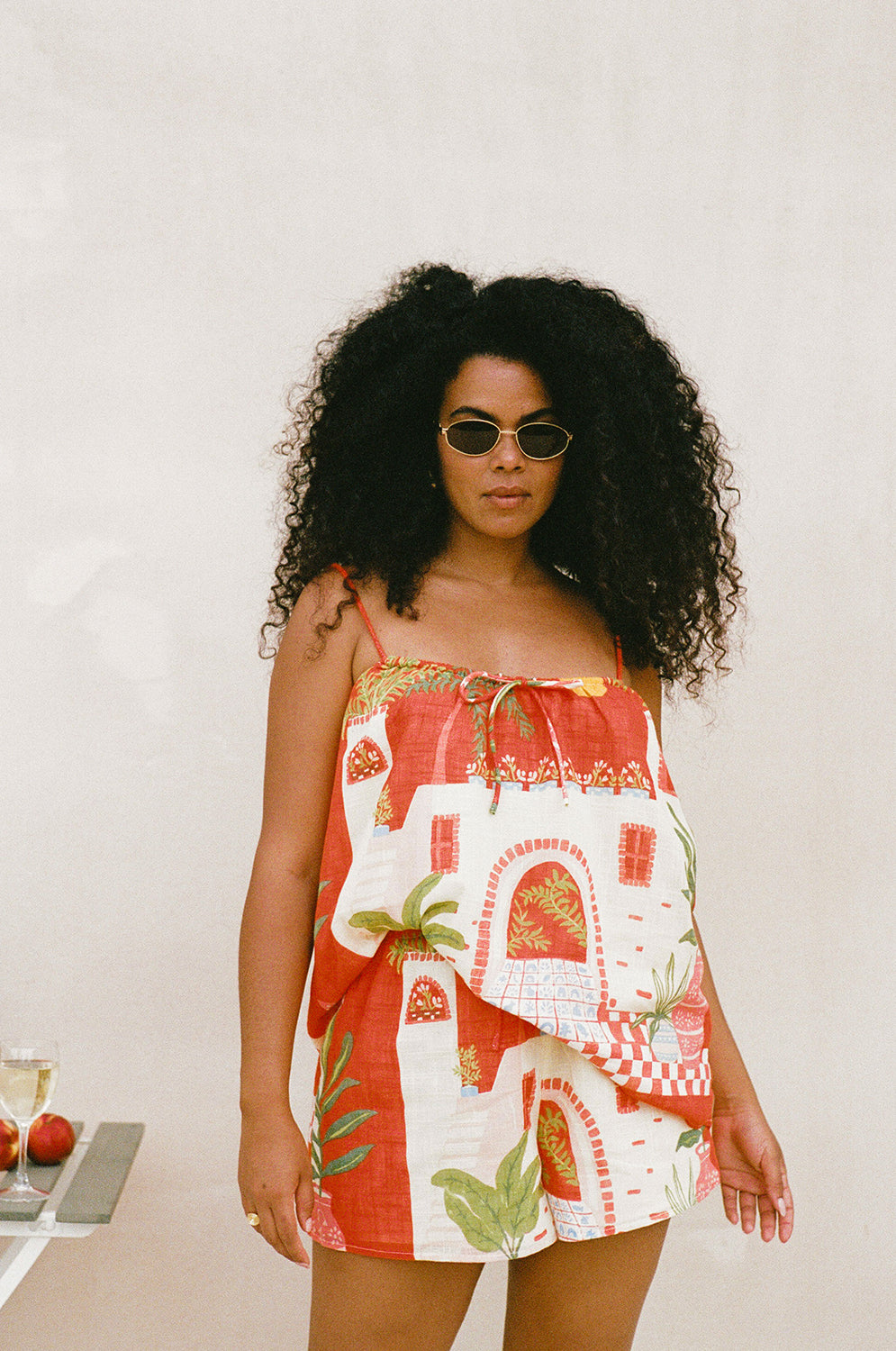 Sabo's Exclusive Vista Red Jetta Shorts with Elastic Waist and High - Low Hems