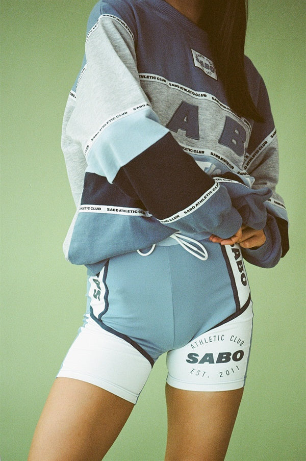 Sabo's Exclusively Designed Vintage-Inspired Oversized Blue and Marl Grey June Sweater
