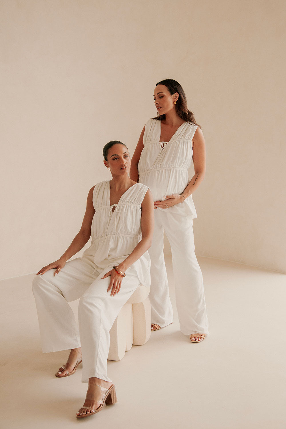 Stunning White Structured Linen Blend Brisa Top by Sabo