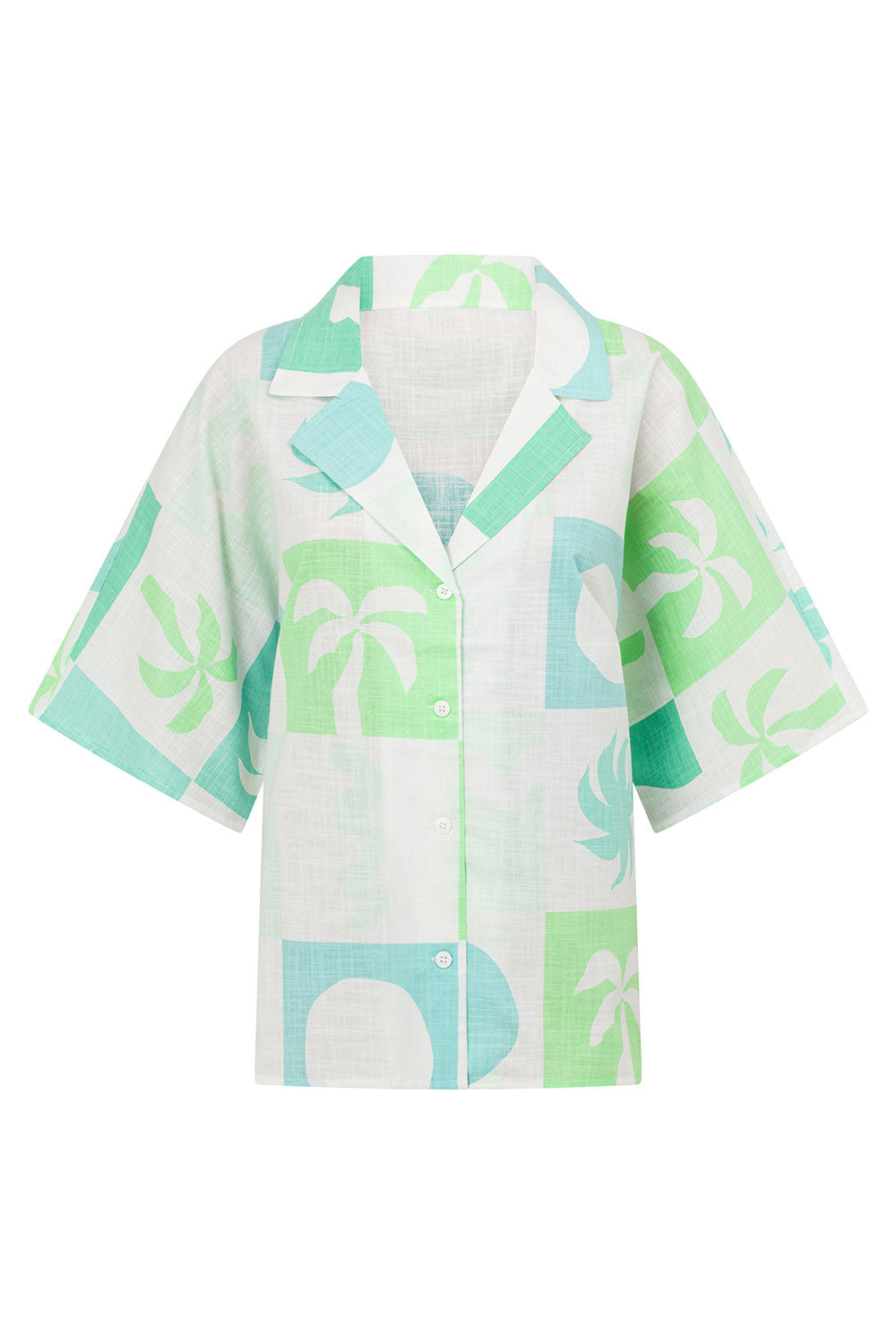 Stylish Seona Women's Top in Palm Tile Breeze Pattern
