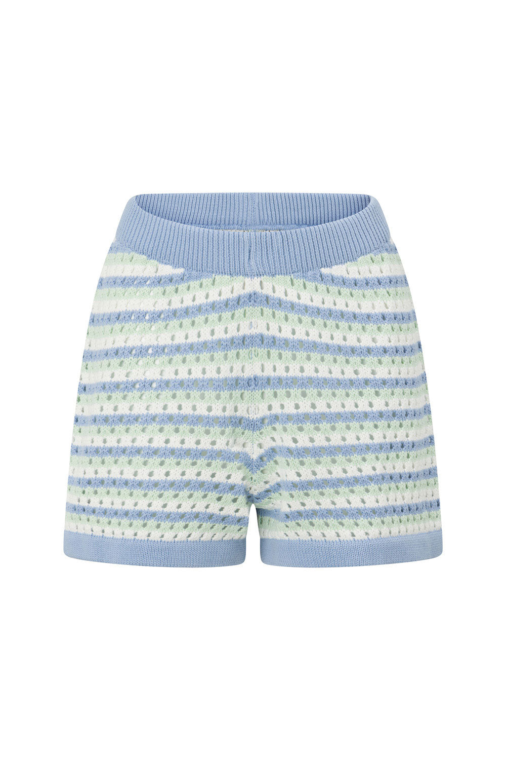 Blue Chantel Cotton Knit Shorts with Vintage Flair
