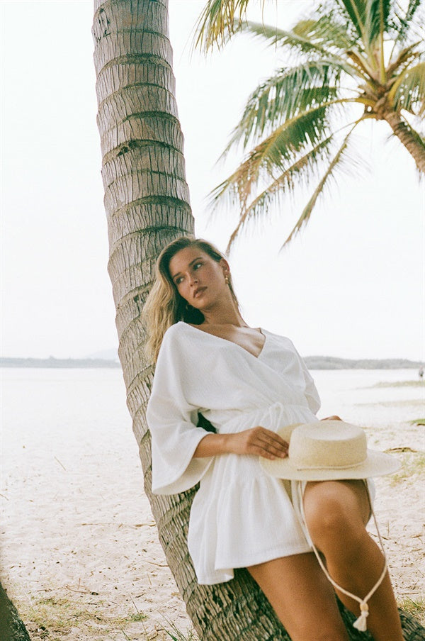 Exclusively Designed Sabo Off-White Soft Waffle Nolia Vacation Dress
