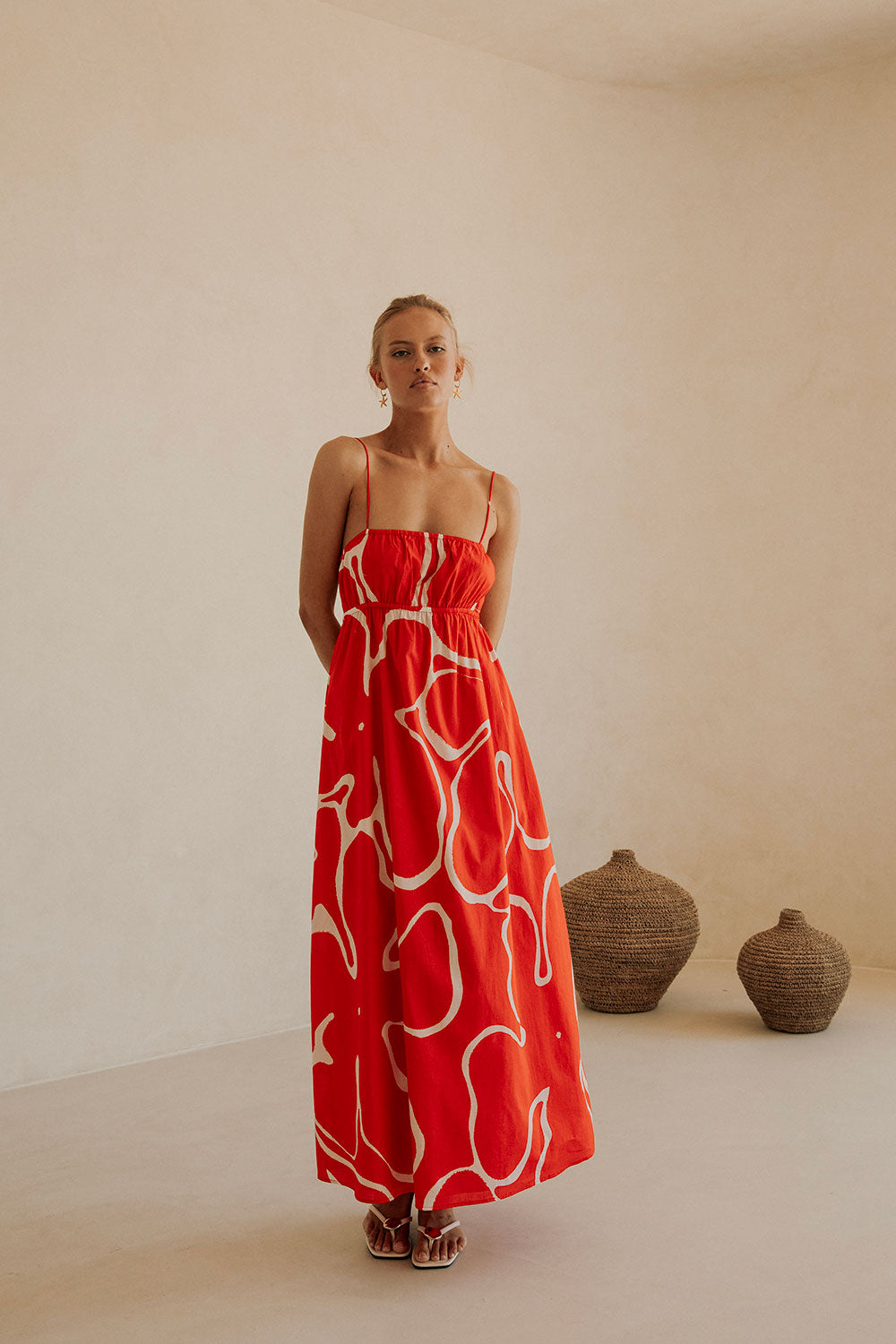 Catie Women's Christmas Maxi Dress in Striking Evoke Red