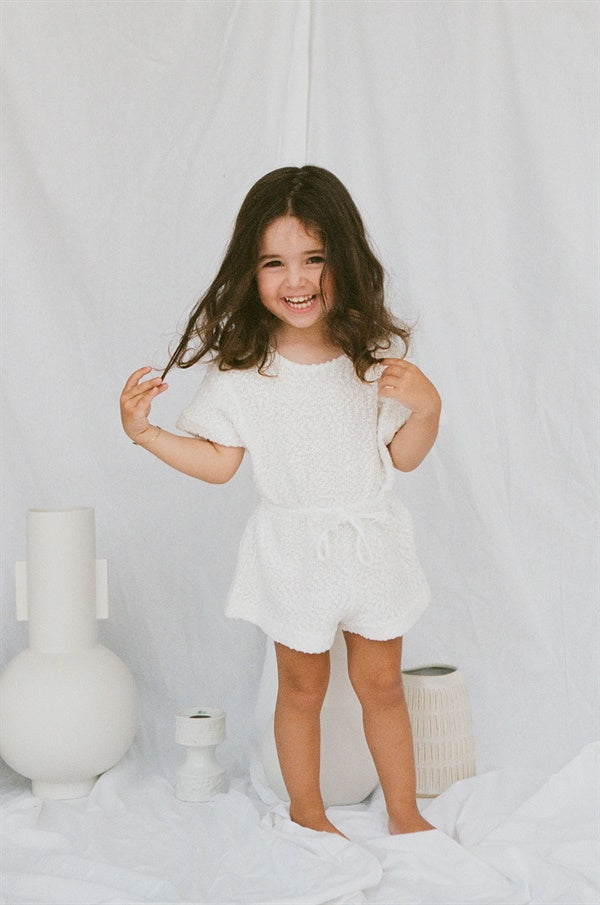 East Mini White Cloud-themed Soft Textured Playsuit for Playtime