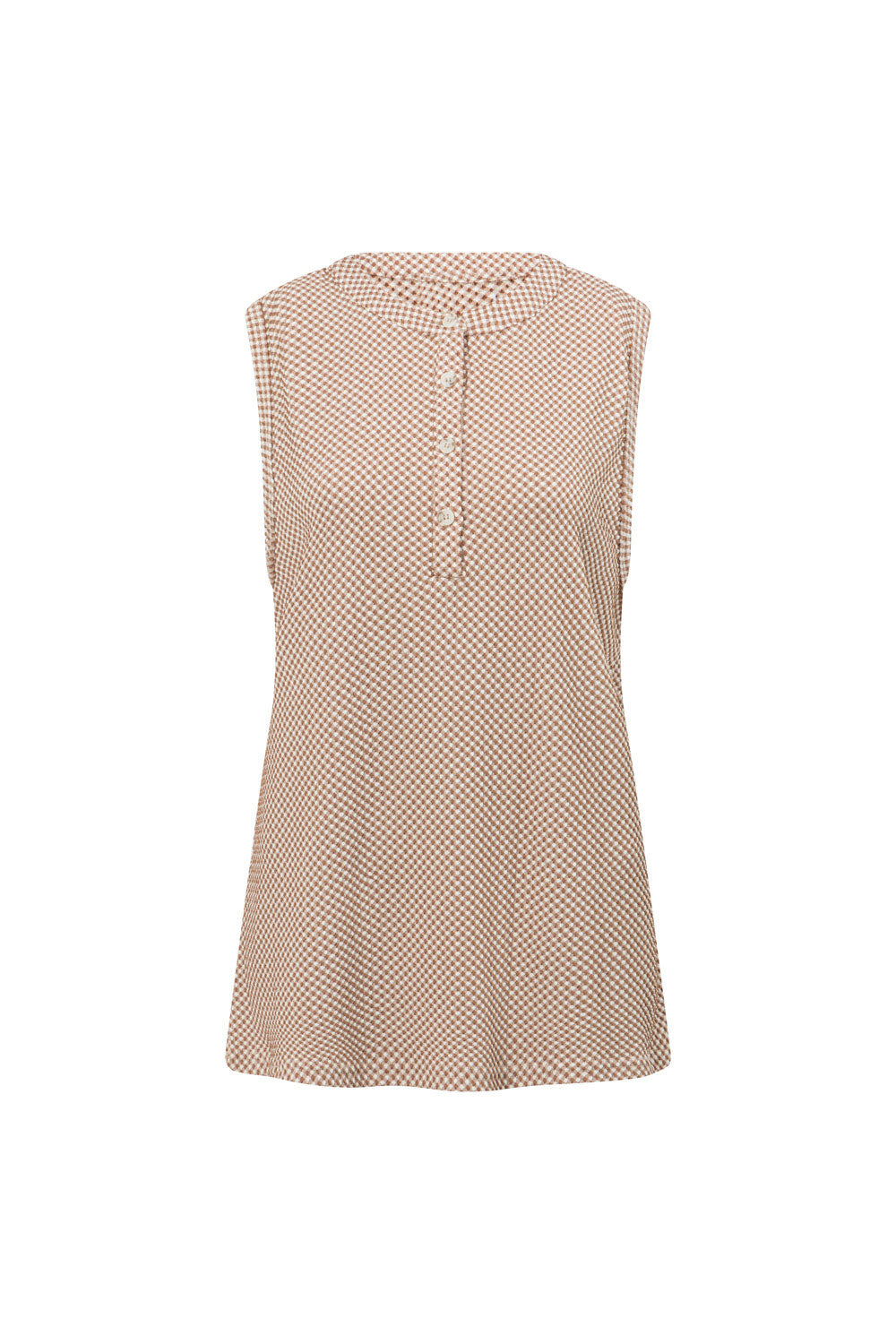 Brown and White Lightweight Woven Casual Marah Top for Stylish Outfits