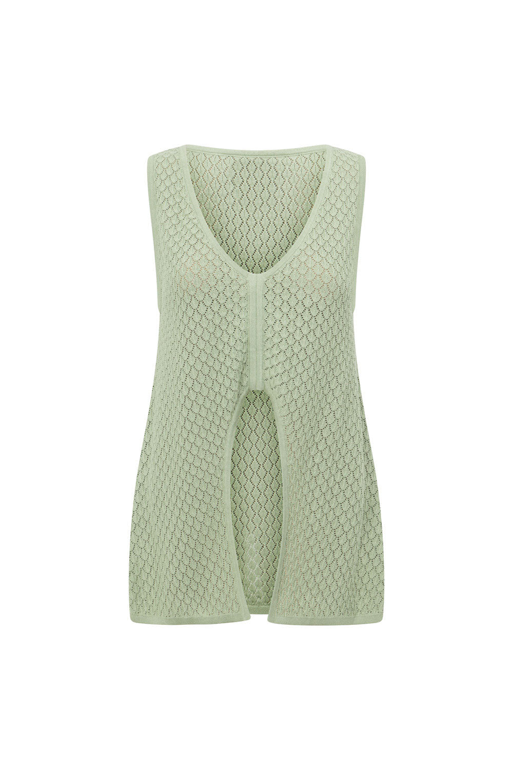 Stylish Sage Cotton Blend Pointelle Knit Allona Women's Top