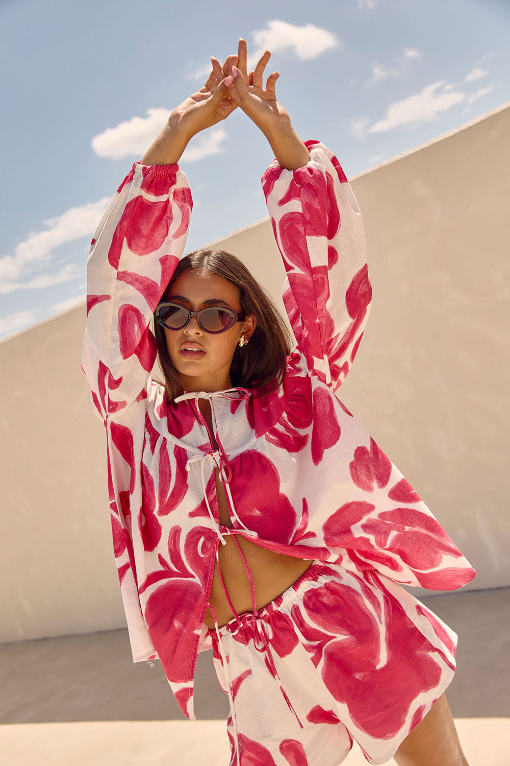 Ada Floral Printed Women's Boxy Mina Top for Vacation