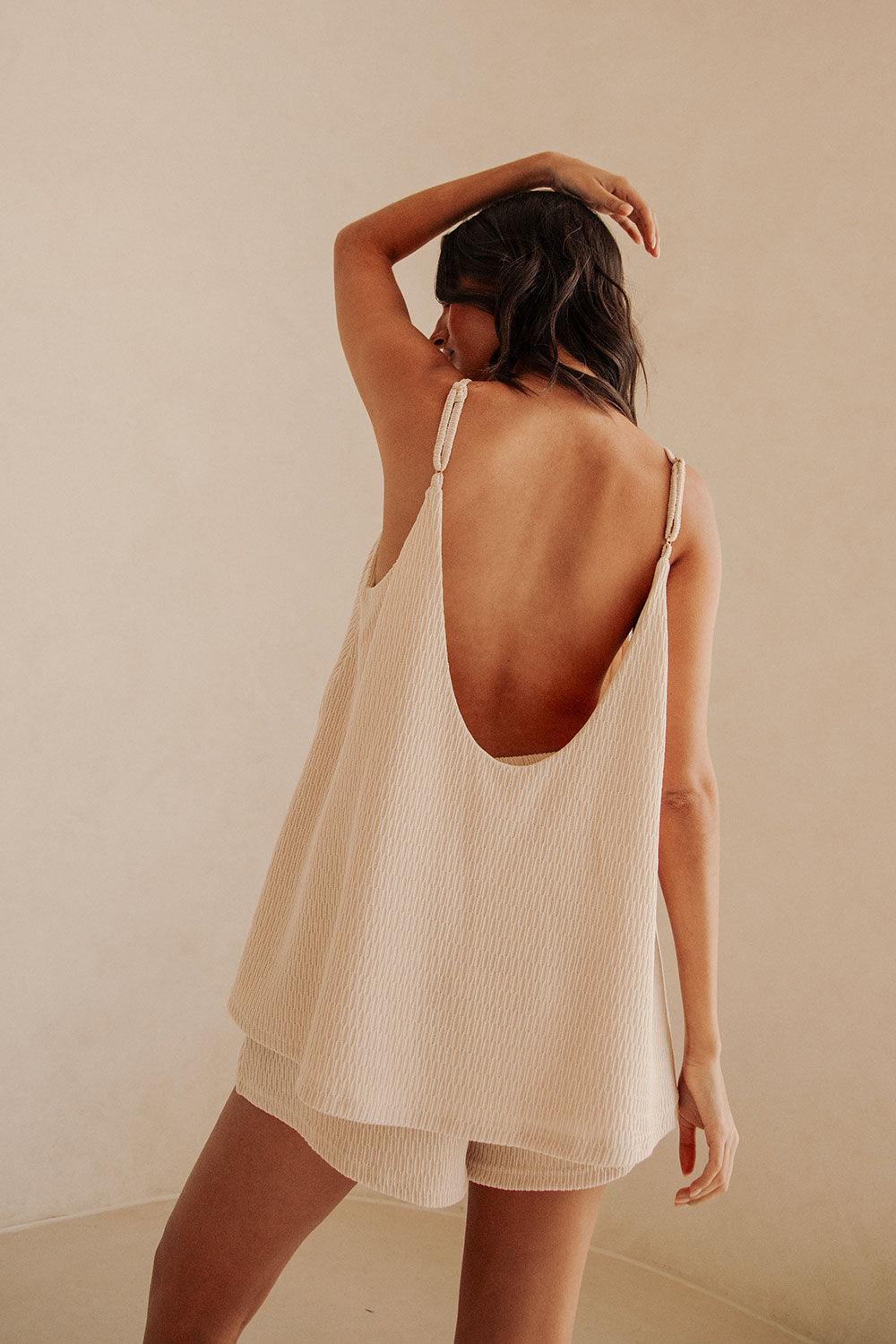 Sandy-Hued Comfortable Boston Style Adjustable Straps Cami Top