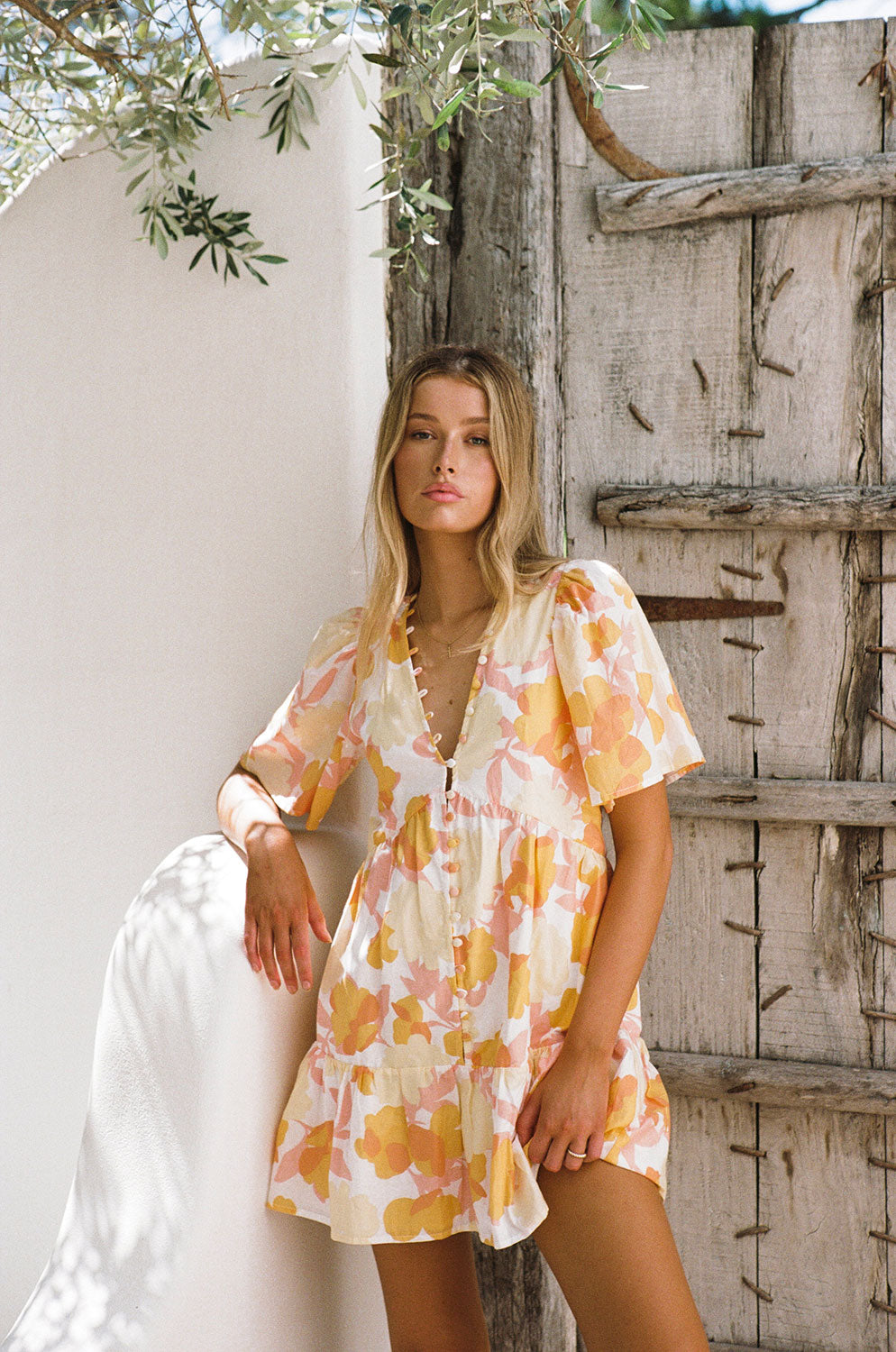 Exquisite Monika Cotton Voile Floral Print Babydoll Dress for Women