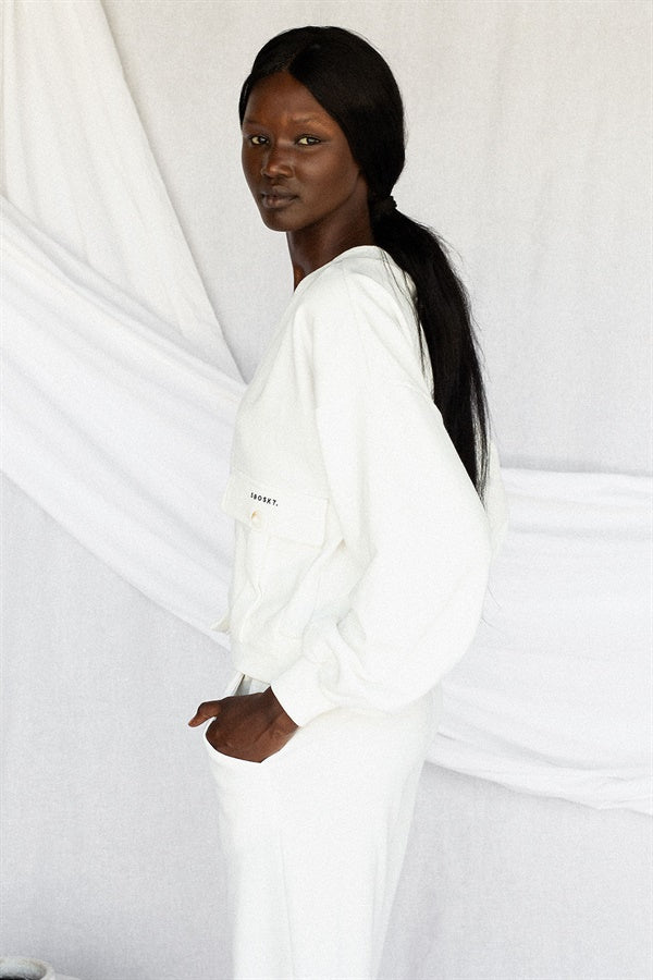 Exclusive Off-White Terry Back Amada Top with Unique Detailing