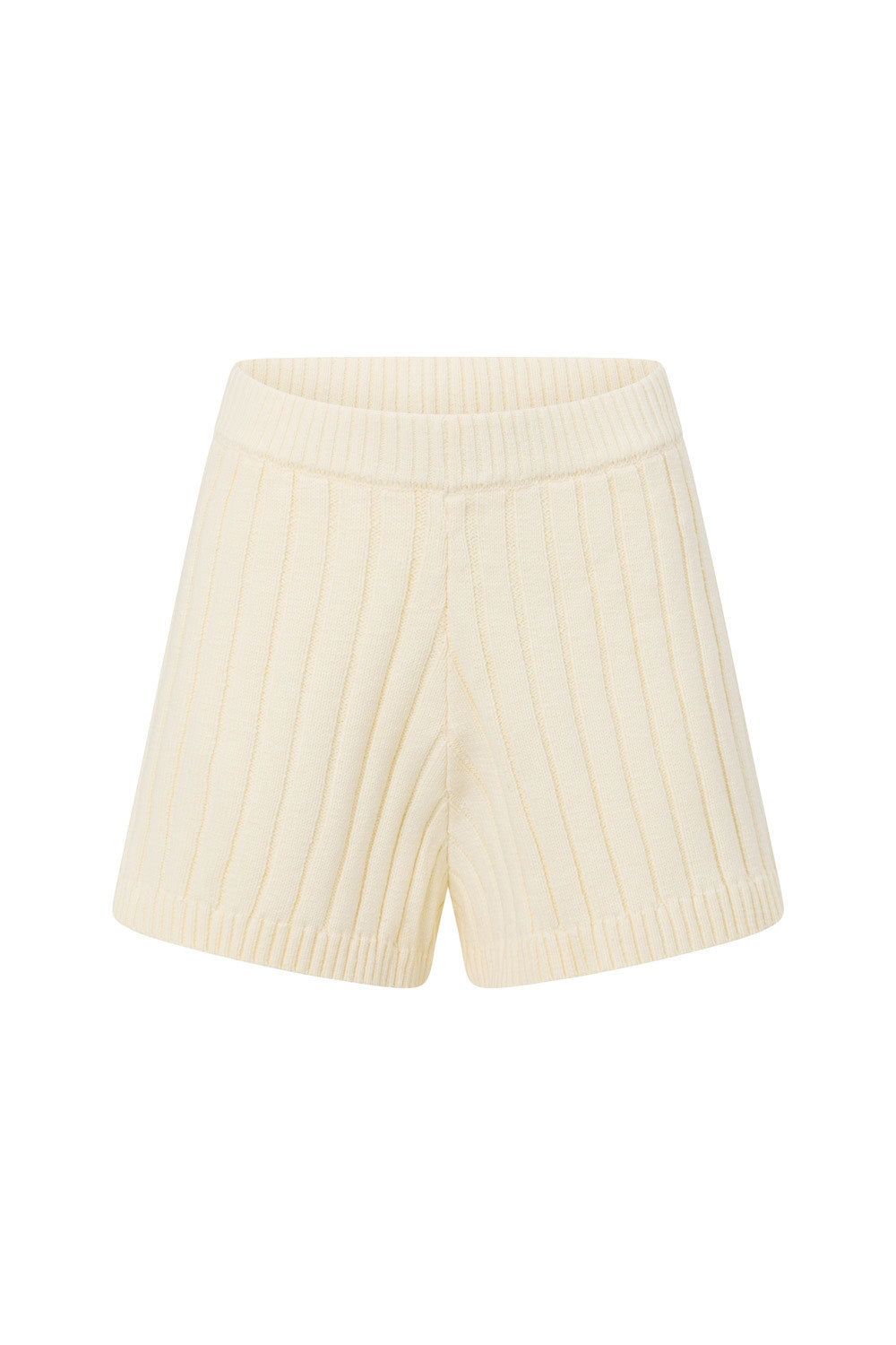 Exclusively Designed High - Quality White Cotton Blend Rib Knit Depp Shorts