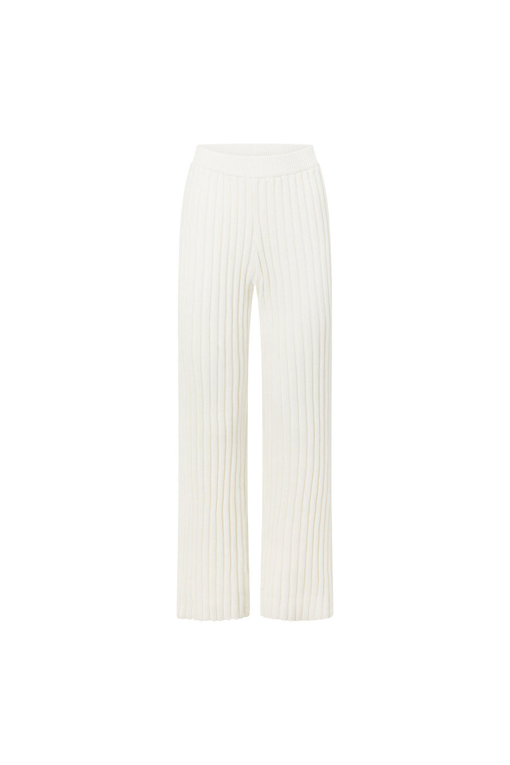 Sabo Exclusive White Structured Ribbed Knit High Waisted Elasticated Waist Stevie Pants