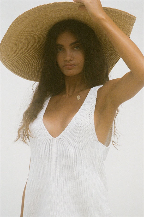 Light Cream Natural Knitted Cotton Joss Relaxed Knit Top