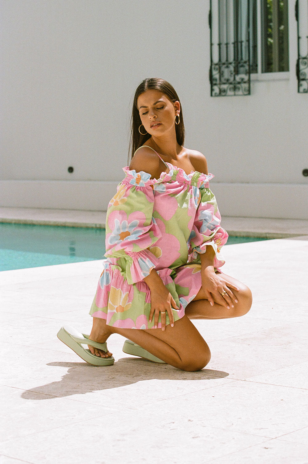 Holiday-Ready Blair Cotton Puff Dress with Exclusive Hana Green Print