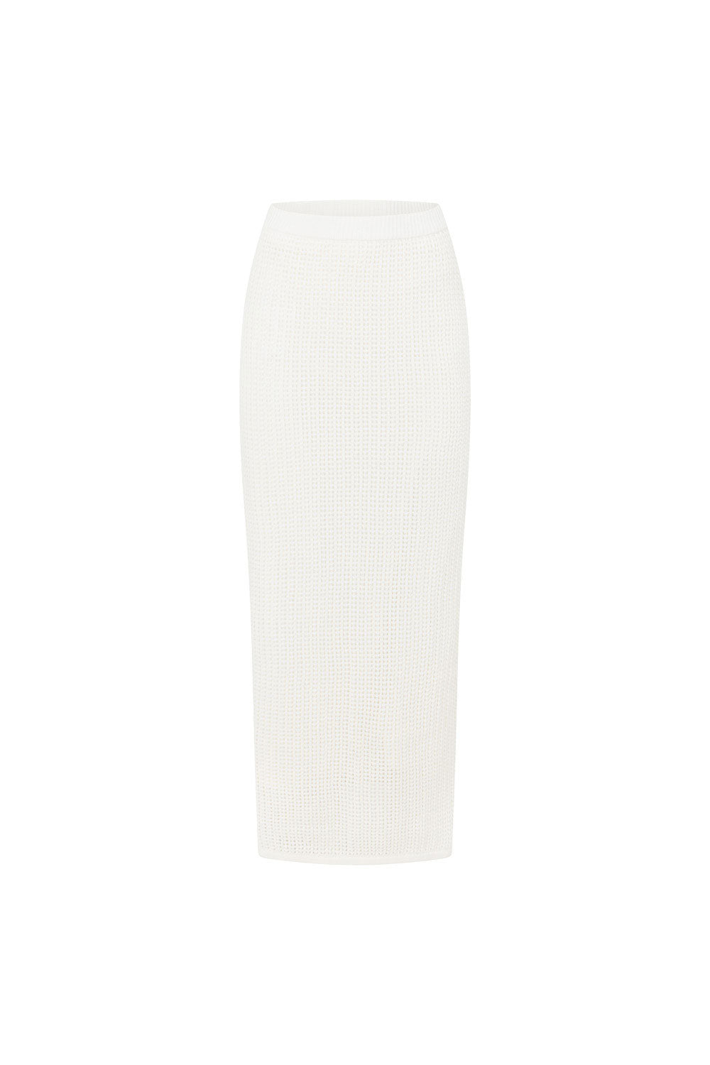 Exquisite Mekkah Crochet Cotton Knit Cream High - Waisted Full - Length Skirt