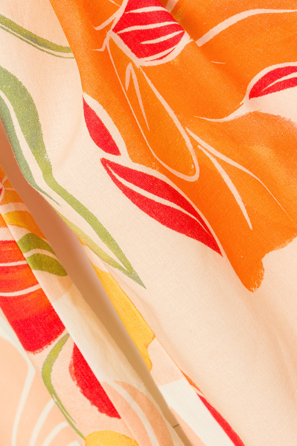 High - Quality Linen - Cotton Blend Chey Pants with Exclusive Petal Scarf Print