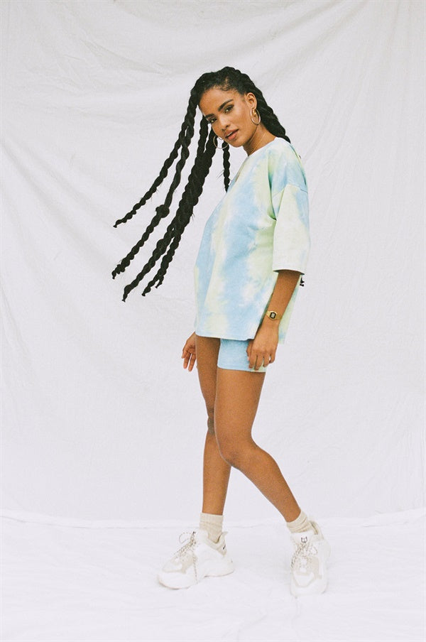 Retro-Inspired Tie-Dye Cotton Kiva Women's Bike Shorts