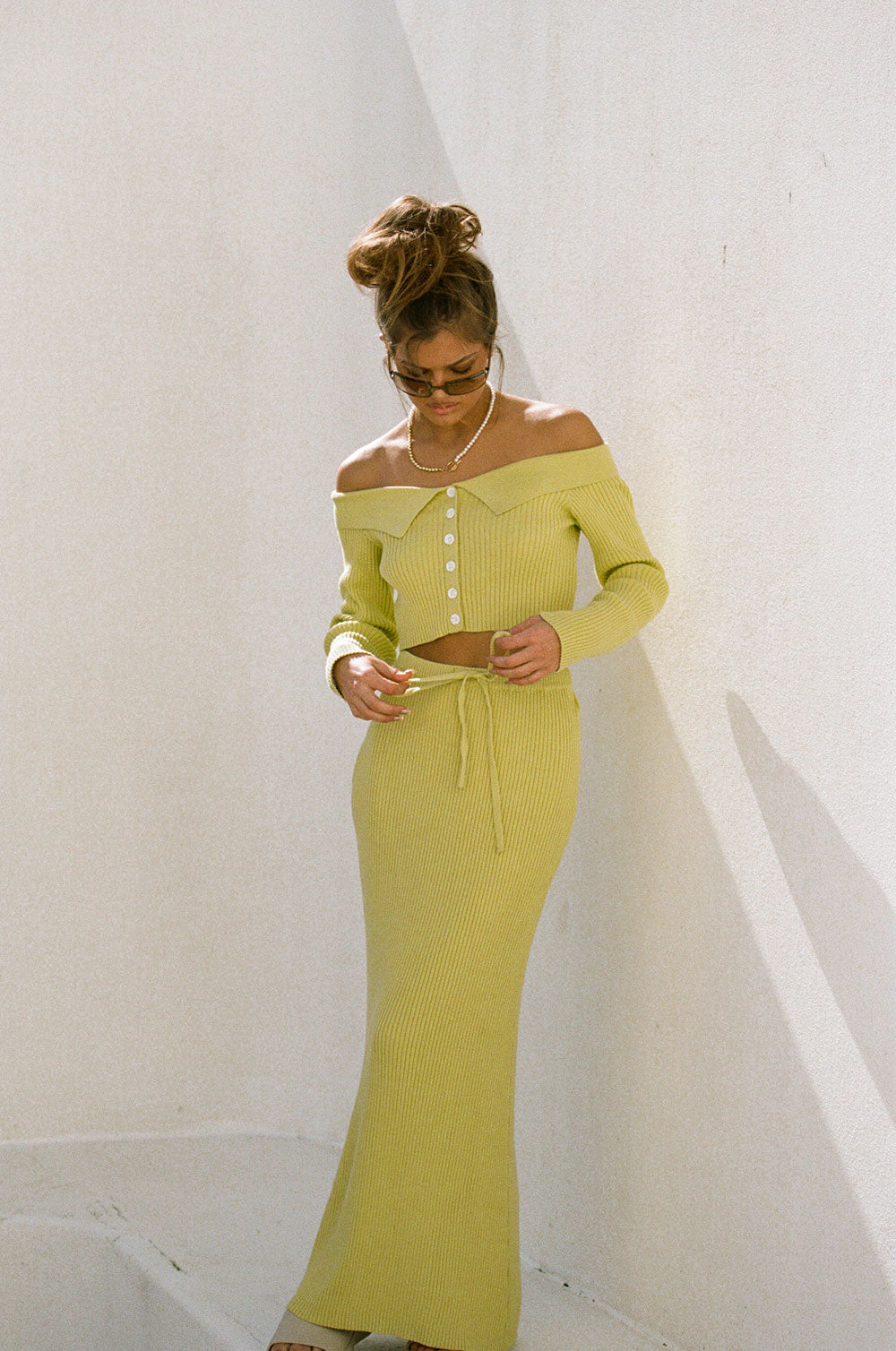 Exclusively Designed Sabo Briana Women's Maxi Skirt in Chartreuse