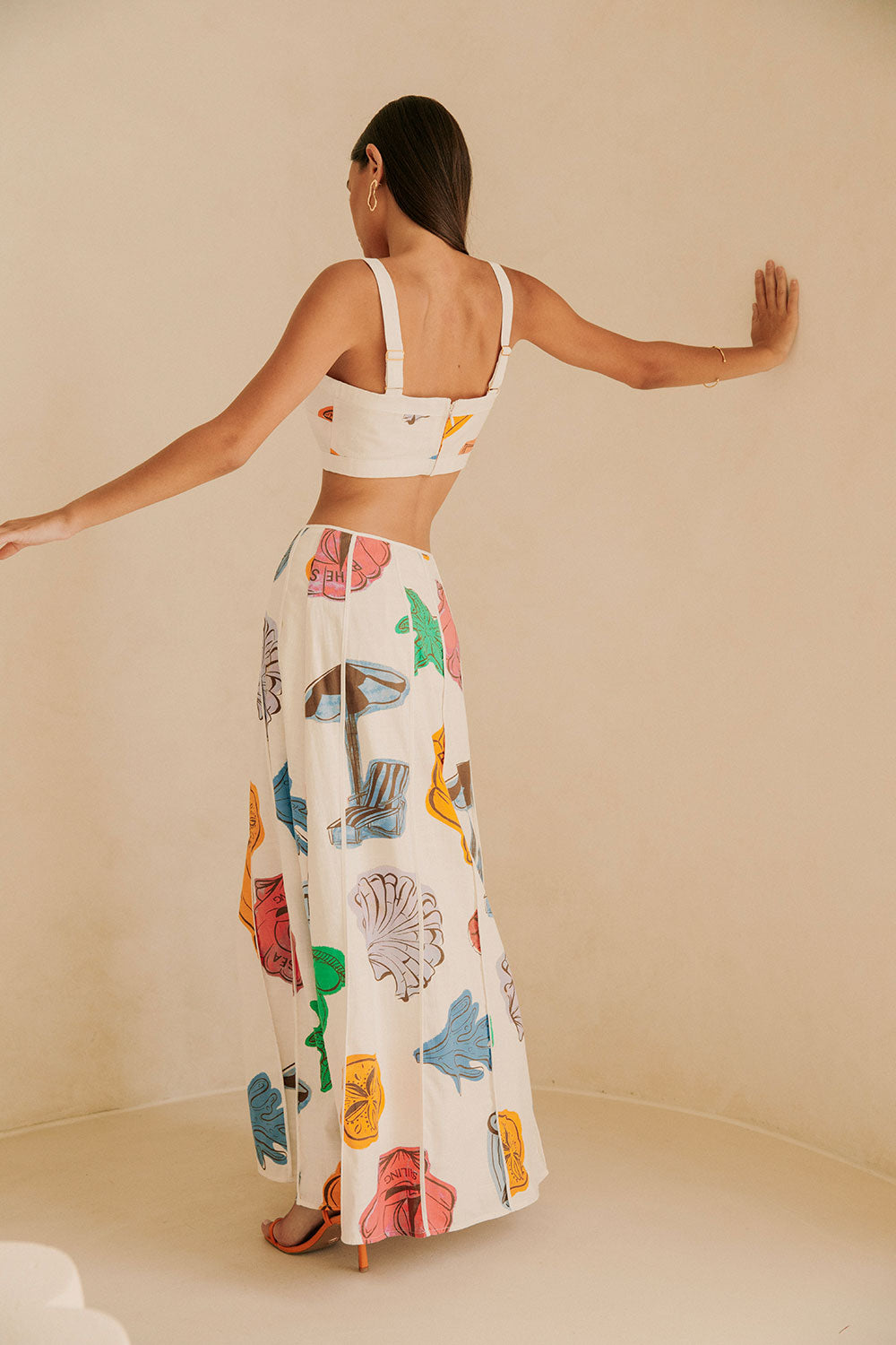 Exclusive By The Sea Print High Waisted Audrey Maxi Skirt