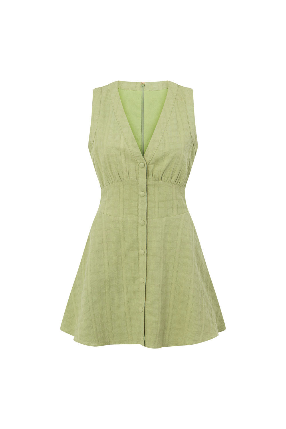 Sage Green Lightweight Cotton Shaelagh Dress with Unique Design