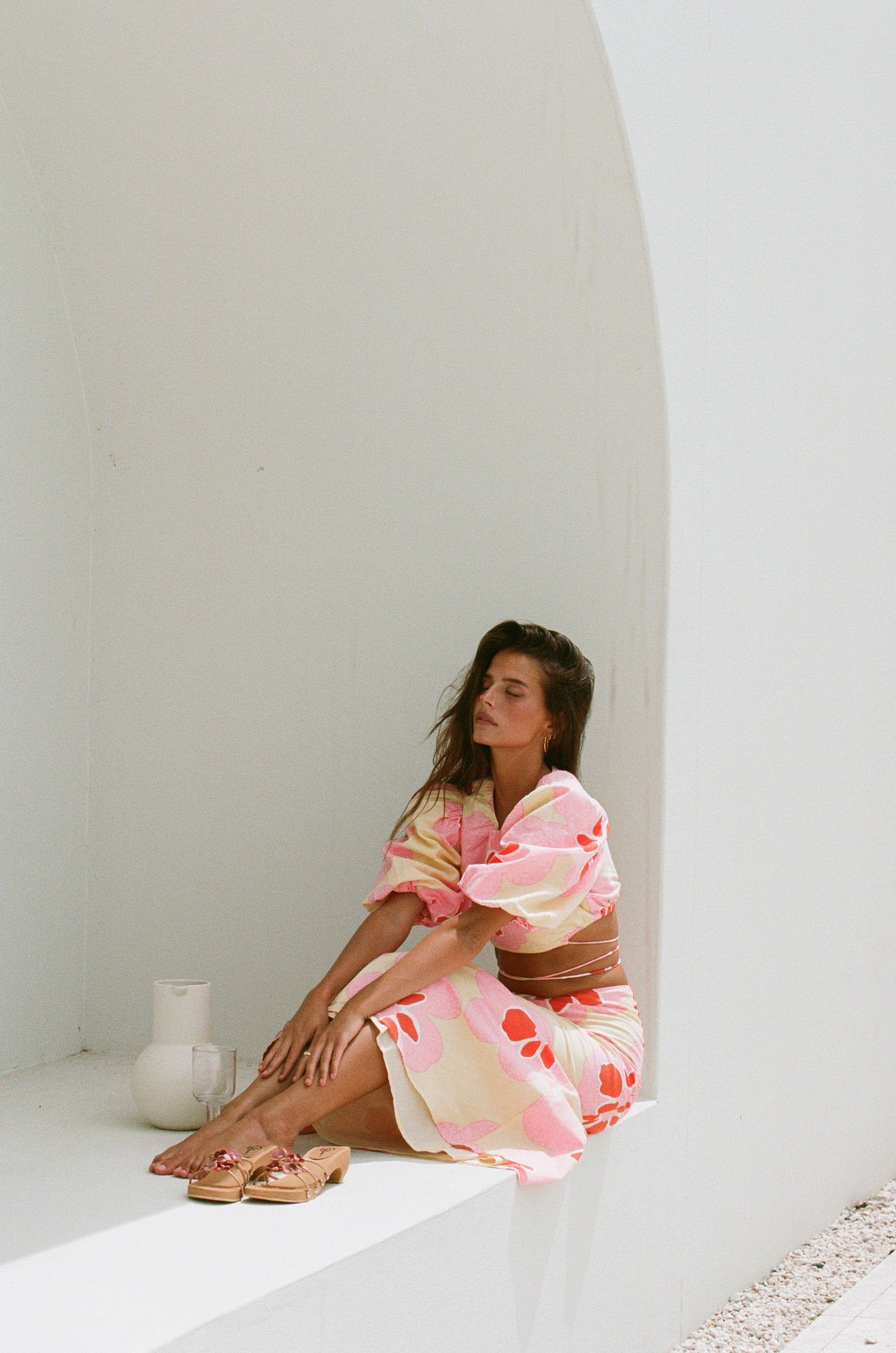 Exclusive Hana Yellow Printed Natural Cotton Cropped Jaide Top for Special Events